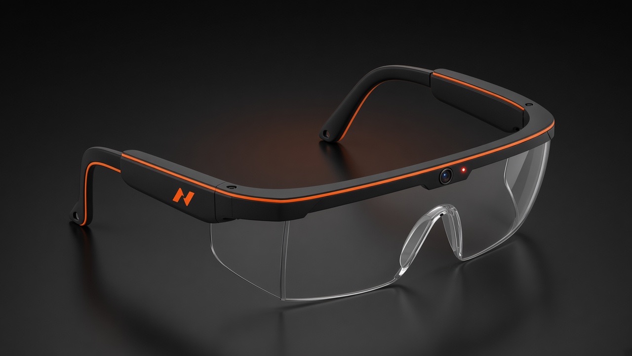 Addvista Glasses at an angle: thicker temples with the Addvista logo.